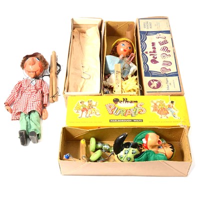 Lot 187 - Lightweight Pelham Puppet Theatre and five puppets including SM range farmer puppet