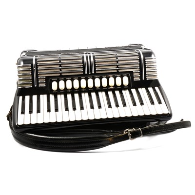 Lot 151 - German piano accordion, Hohner Morino IV N, with hard fitted case.