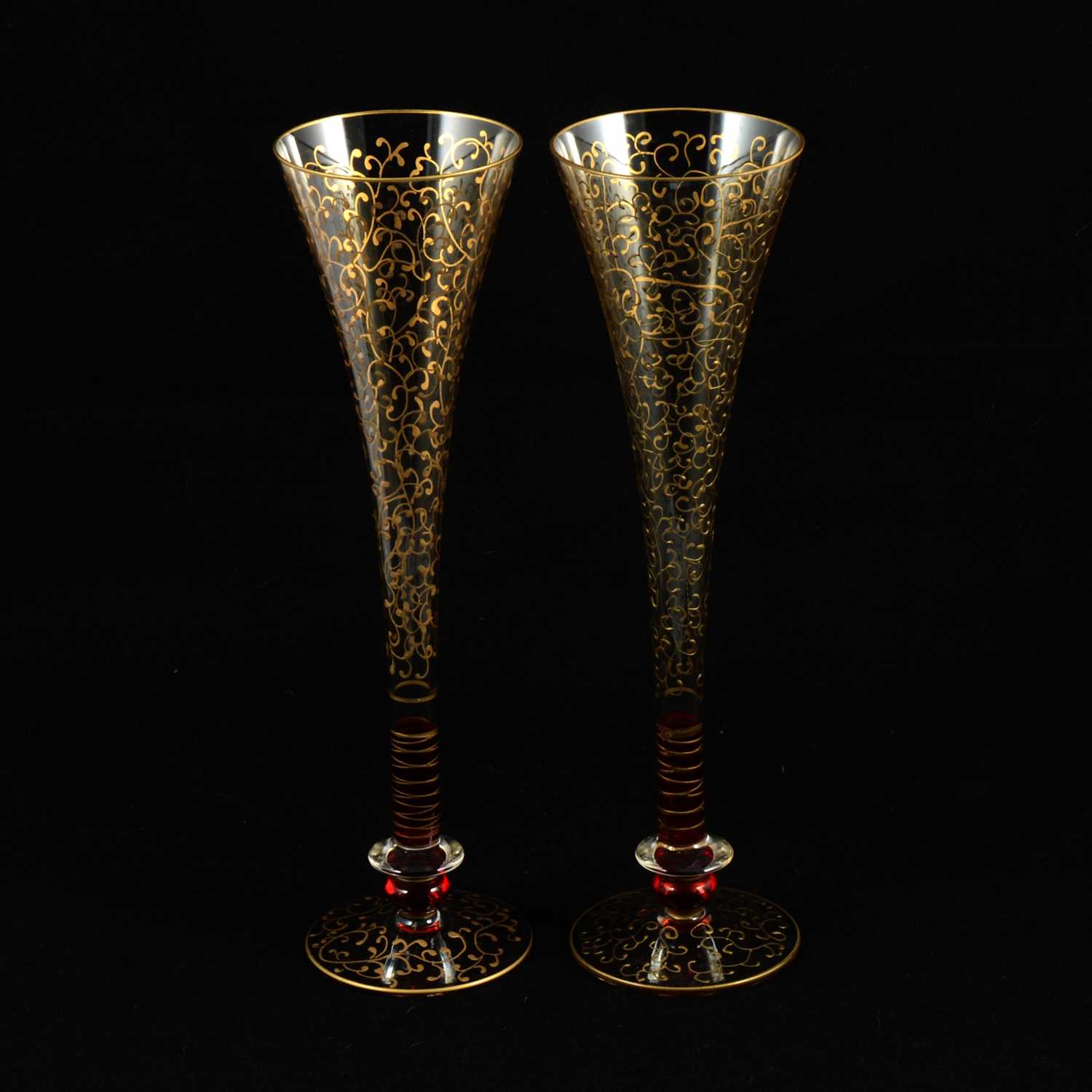 Lot 54 - Set fifteen Murano glass flutes, late 20th/ early 21st century