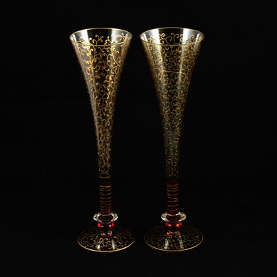 Lot 54A - Set fifteen Murano glass flutes, late 20th/ early 21st century