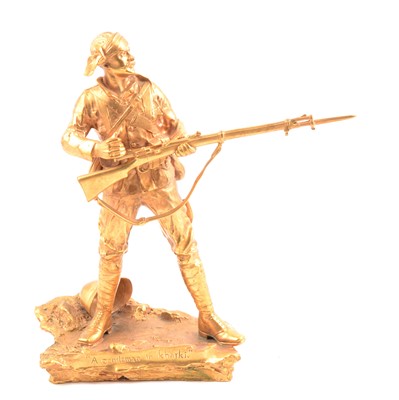 Lot 180 - After Richard Caton Woodville, A Gentleman in Khaki, gilt bronze sculpture