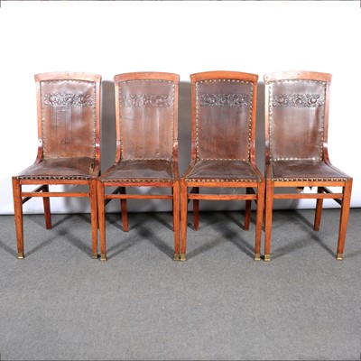 Lot 459 - Set of six stained beechwood dining chairs, Vienna Secessionist style