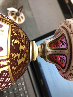 Lot 18 - Bohemian overlaid and enamelled covered vase