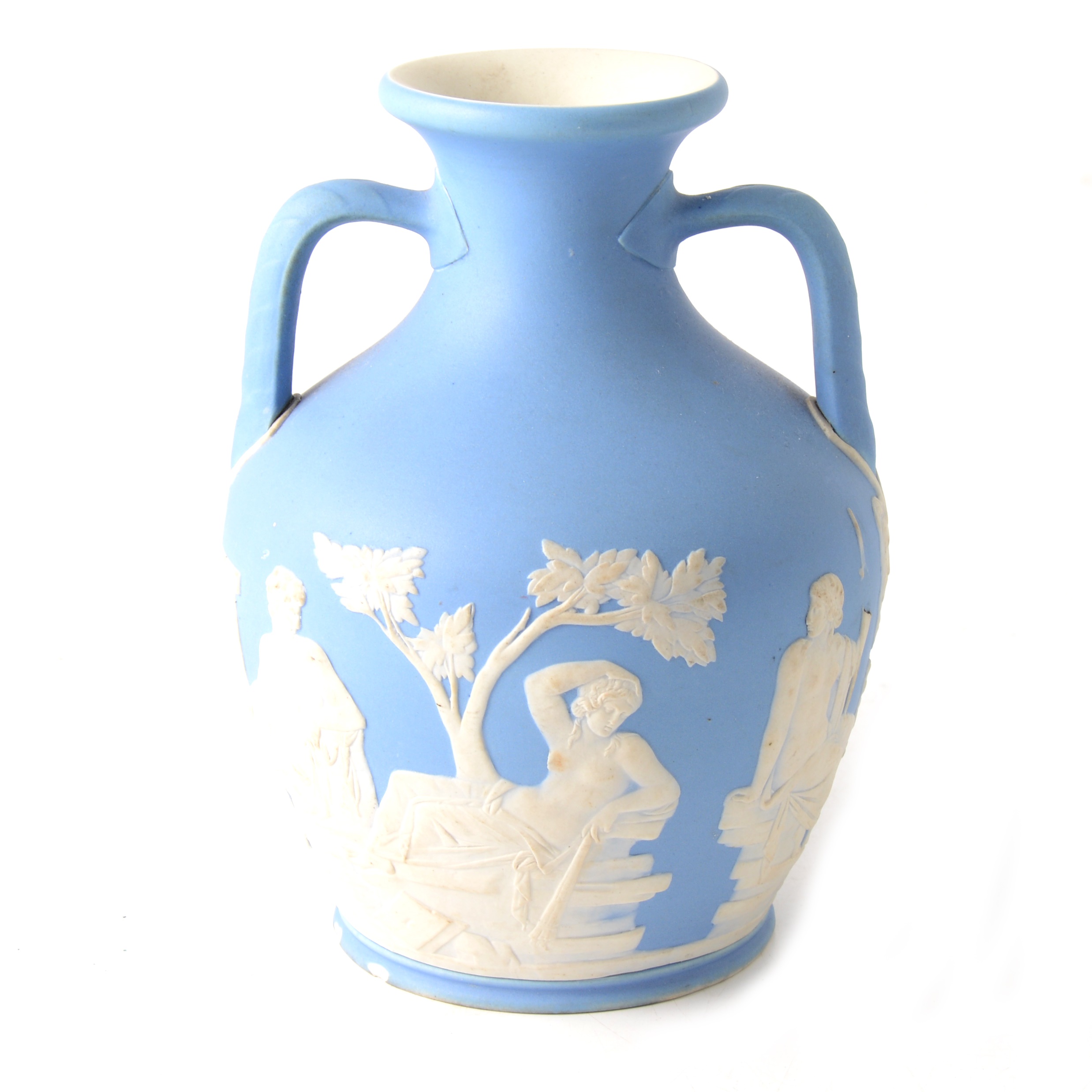 Lot 57 Wedgwood blue jasper Portland vase replica,