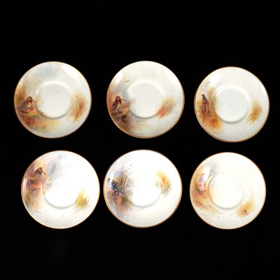 Lot 9 - Six Royal Worcester hand painted coffee cans and saucers