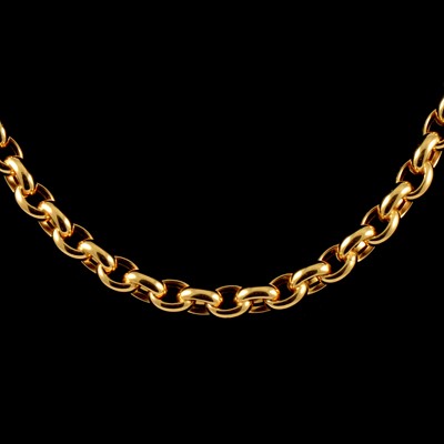 Lot 195 - A yellow metal necklace marked 750..