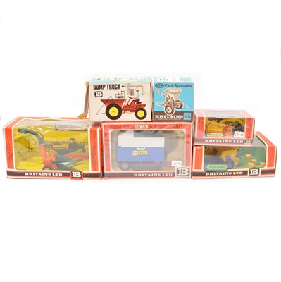 Lot 338 - Six Britains farm toys including ref 9670 dump truck, all boxed.