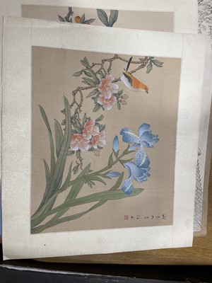 Lot 392 - Chinese silk pictures and other original art works.