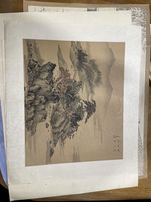 Lot 392 - Chinese silk pictures and other original art works.