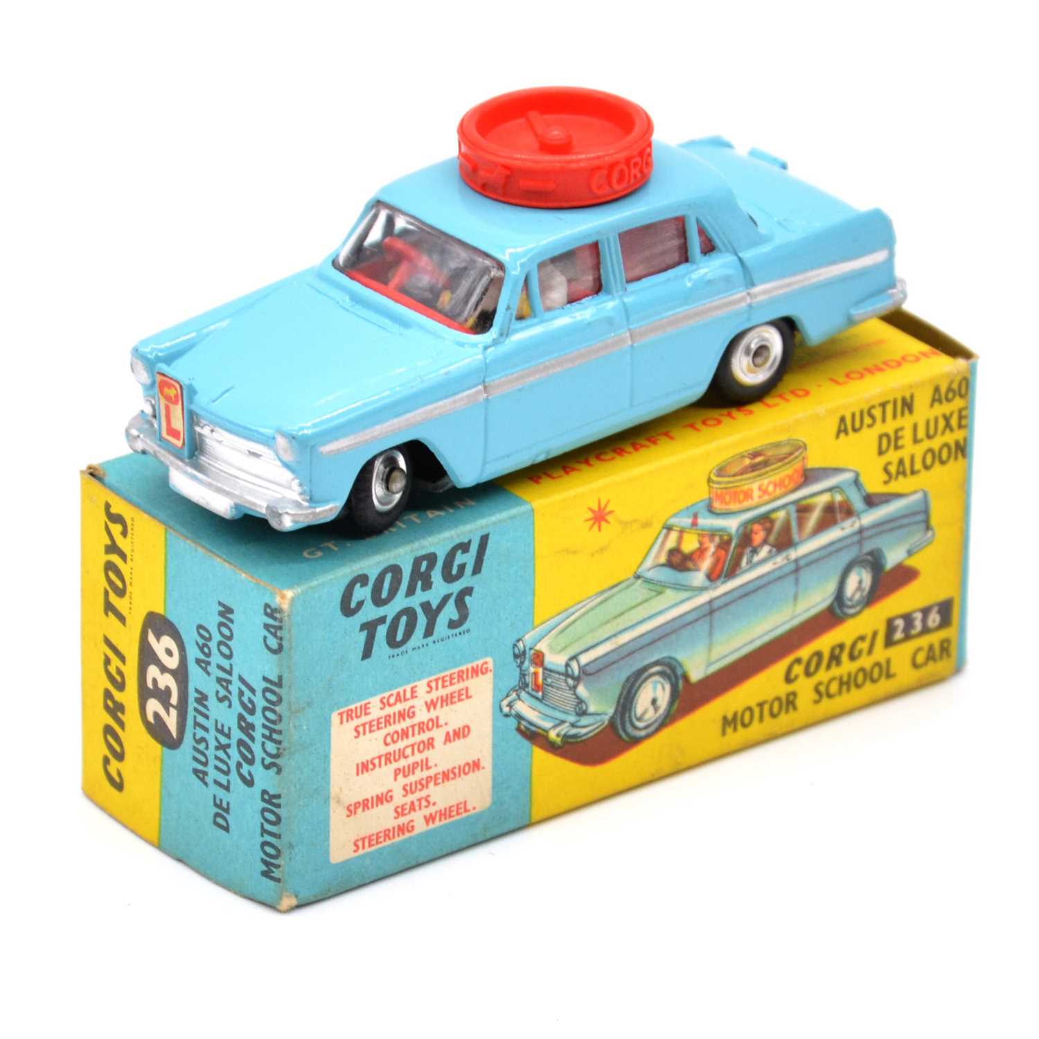 Auctions | Corgi Toys 236 Austin A60 De-Luxe saloon 'Motor School' Car - RARE Light Turquoise body Auctions | Corgi Toys 236 Austin A60 De-Luxe saloon 'Motor School' Car - RARE Light Turquoise body