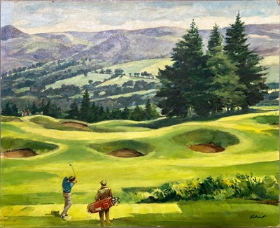 Lot 89 - James Kibart and Ken Johnson - Set of six golf course calendar concept artworks