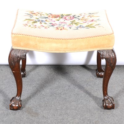 Lot 453 - Georgian style needlework footstool.