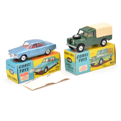 Lot 250 - Two Corgi Toys die-cast models including no.438 Land Rover and no.252 Rover 2000