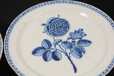 Lot 80 - A pair of large English delft blue and white plates
