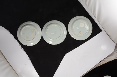 Lot 77 - Three English delft polychrome plates