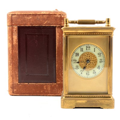 Lot 138 - French brass carriage clock, signed Walford & Cambray