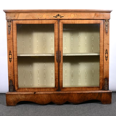 Lot 413 - Victorian walnut and marquetry vitrine