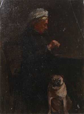 Lot 306 - L B Rowe, Old Lady with Dog