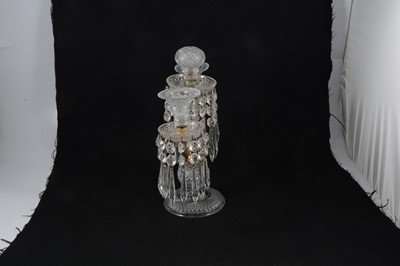 Lot 31 - A Regency style cut-glass two-light candelabra