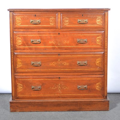 Lot 399 - Late Victorian walnut and gilt stencilled chest of drawers