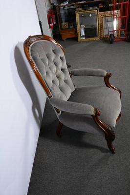 Lot 256 - Victorian walnut framed armchair