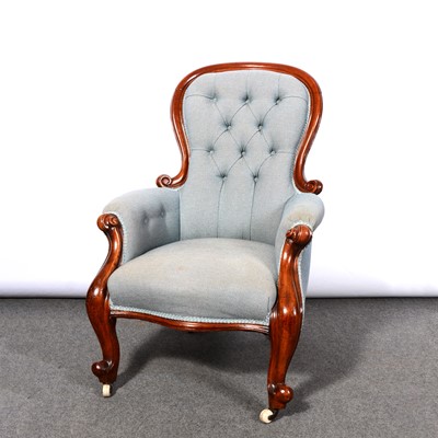 Lot 257 - Victorian walnut framed armchair