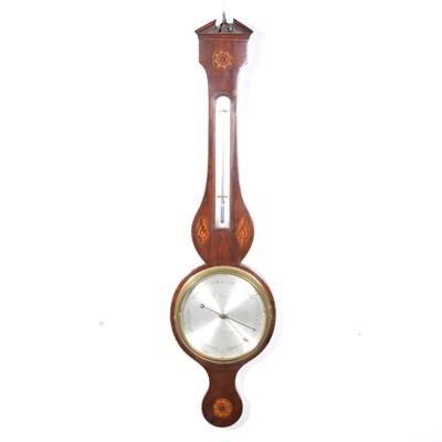 Lot 517 - George III inlaid mahogany banjo shape wall...