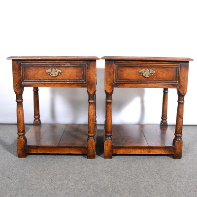 Lot 431 - Pair of reproduction oak bedside tables