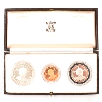 Lot 105 - A Central Bank of Swaziland, Diamond Jubilee of HM King Sobhuza II coin set.