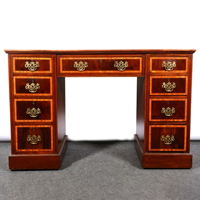 Lot 456 - Edwardian inlaid mahogany twin pedestal desk