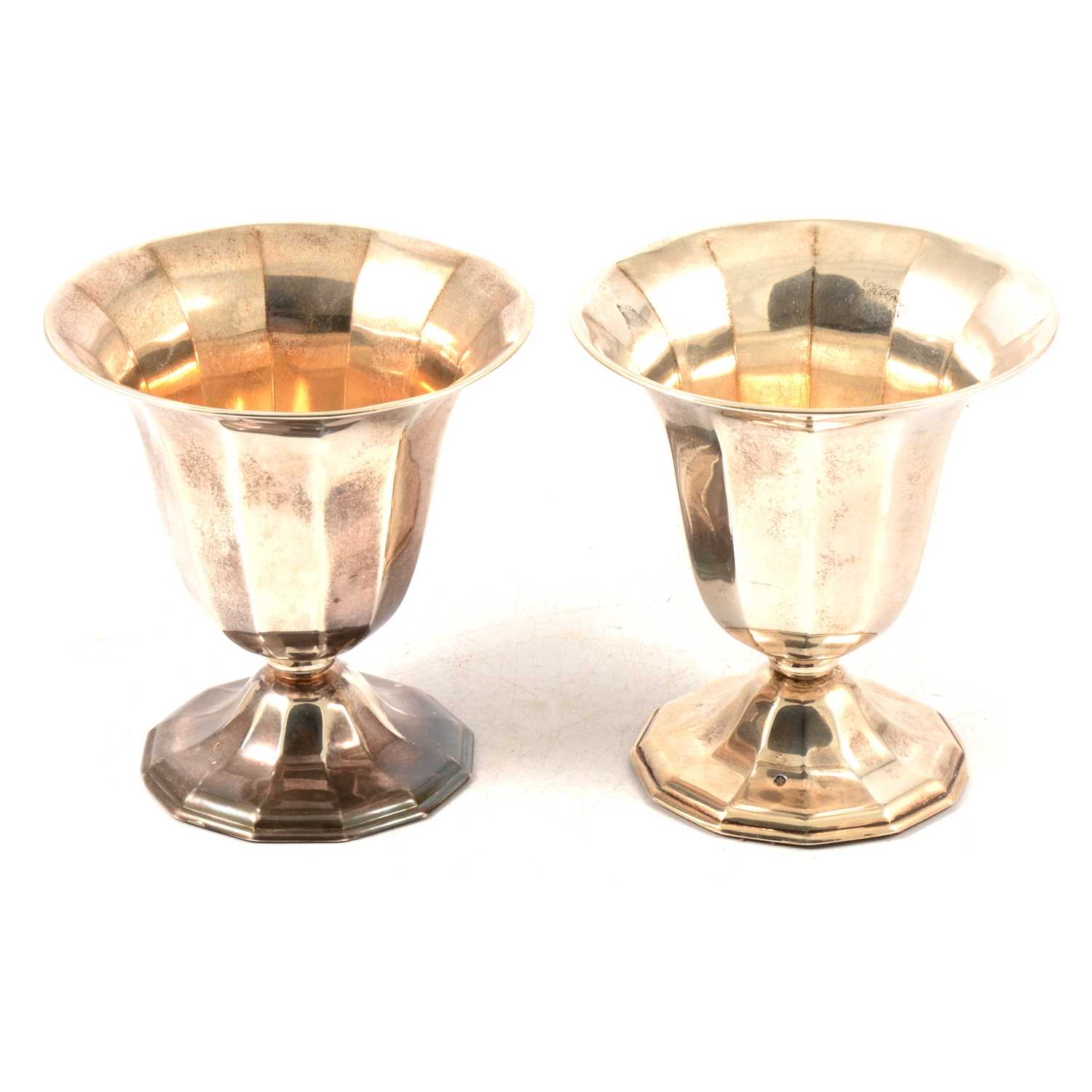 Lot 48 - Matched pair of Dutch silver pedestal vases, early 20th Century