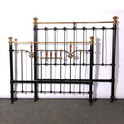 Lot 508 - Victorian style brass and black painted bedstead