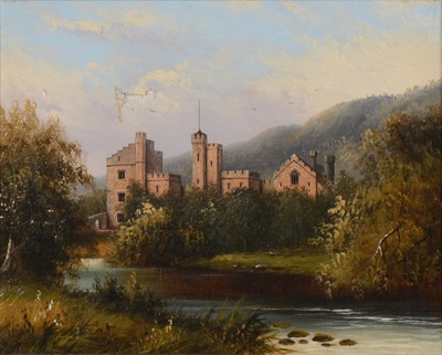 Lot 348 - A Gilbert, Haddon Hall, oil on canvas; and other prints and engravings