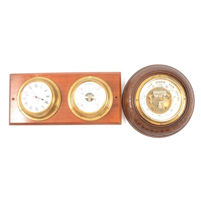 Lot 132 - Edwardian walnut cased aneroid barometer,...