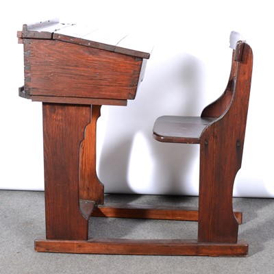 Lot 597 - Victorian stained wood school desk with integral chair