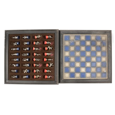 Lot 137 - Franklin Mint Battle of Waterloo chess set, diecast pieces, complete with board.