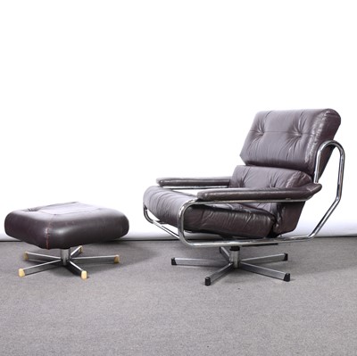 Lot 77 - An 'Alpha' swivel chair and ottoman, designed by Tim Bates for Pieff