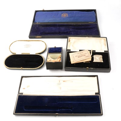 Lot 193 - Collection of leather-covered silver boxes, and other cases.