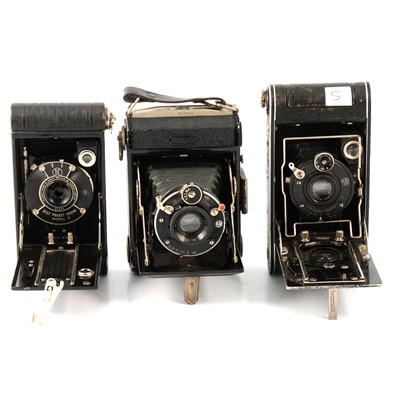 Lot 106 - Ten vintage folding cameras, including Thagee; Kodak etc.