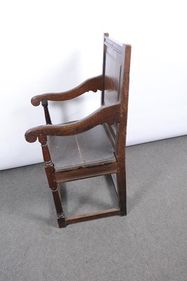 Lot 193 - Joined oak elbow chair, 18th Century and later
