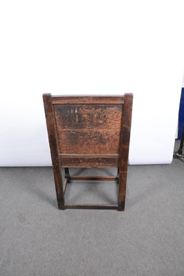 Lot 193 - Joined oak elbow chair, 18th Century and later