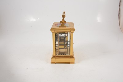 Lot 87 - Brass carriage clock, repeating movement striking on a gong