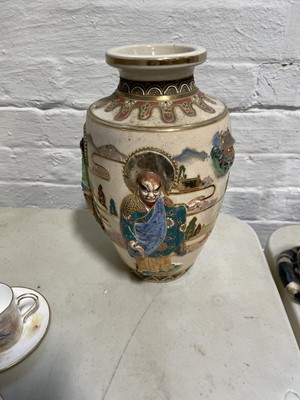 Lot 8 - Pair of Japanese Satsuma pottery vases