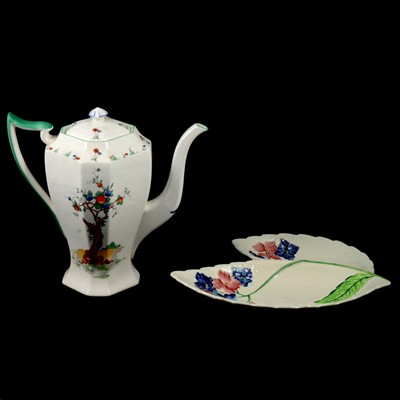 Lot 92 - An Aynsley coffee service, Shelley coffee pot, and a Carlton Ware dish
