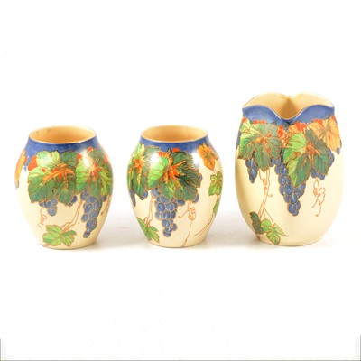 Lot 31 - Pair of Royal Doulton ovoid vases and matching square section vase.