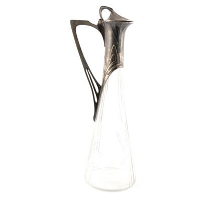 Lot 30 - WMF, a silvered metal and cut glass decanter, Secessionist style