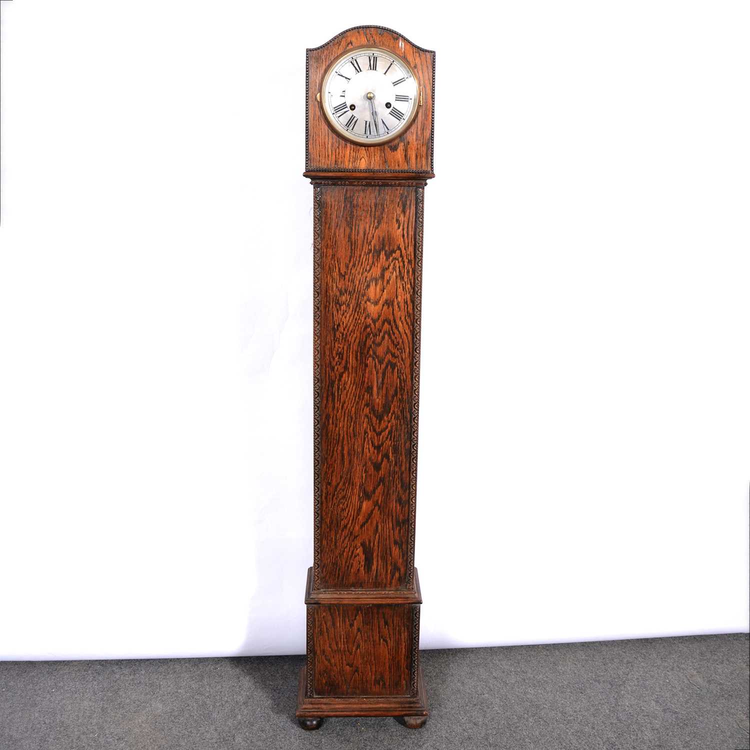 Lot 370 - Two oak-cased grandmother clocks
