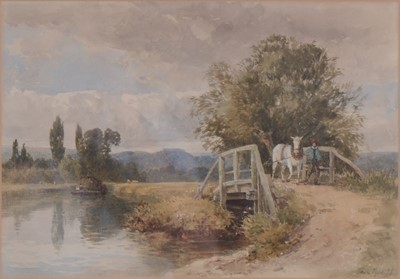 Lot 279 - Thos. Pyne, Villager and horse on a bridge