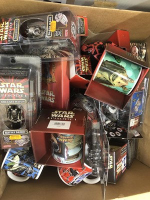 Lot 423 - Star Wars memorabilia, three boxes including ceramics mugs etc.