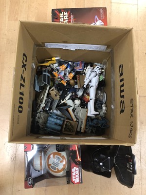 Lot 129F - Star Wars toys, figures and collectibles, one box including Darth Vader telephone etc.